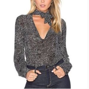 Anthropologie Cloth & Stone Printed Neck Tie Top